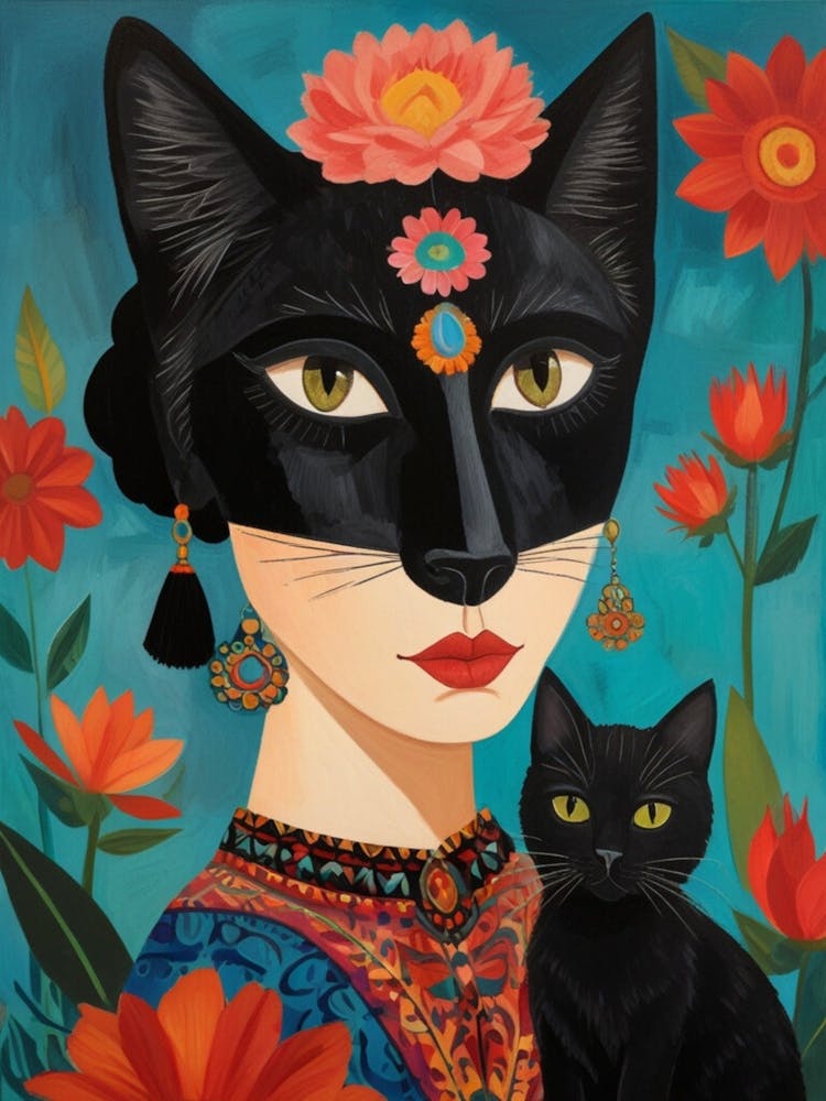Mexican Woman With Cat 1