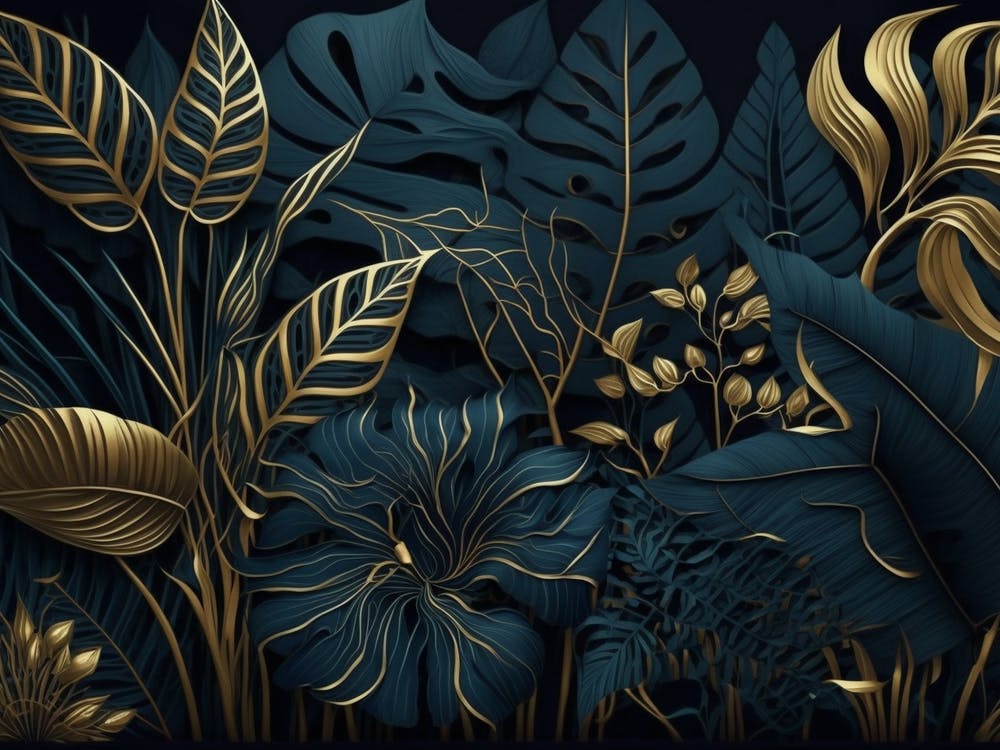 Dark Background With Tropical Pl