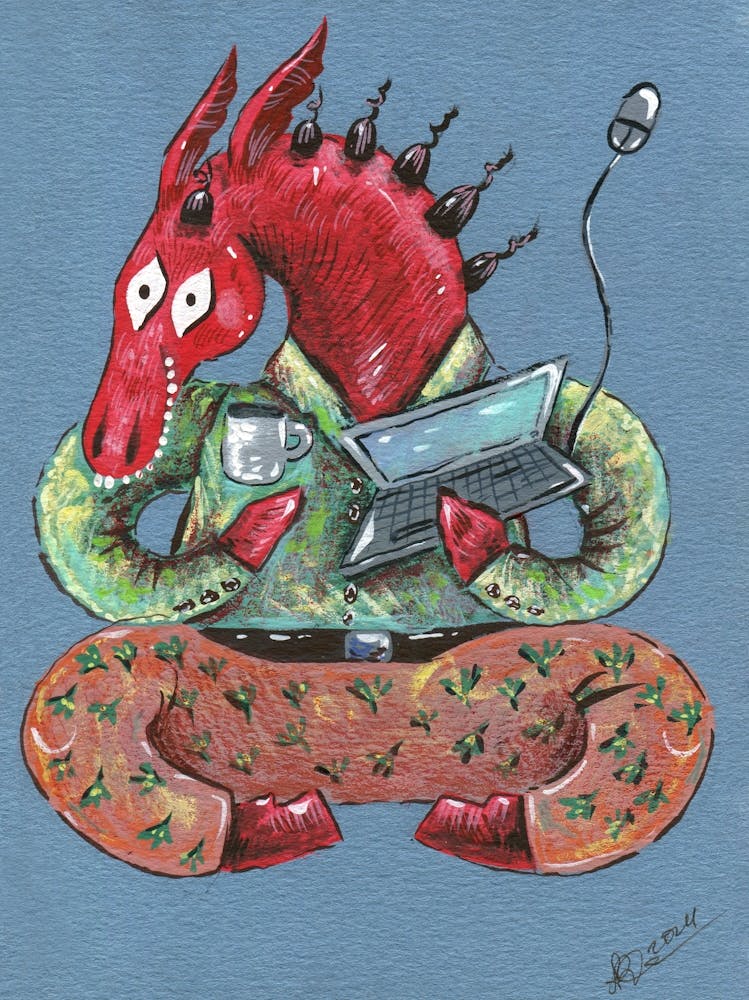 Horse With Laptop and coffee