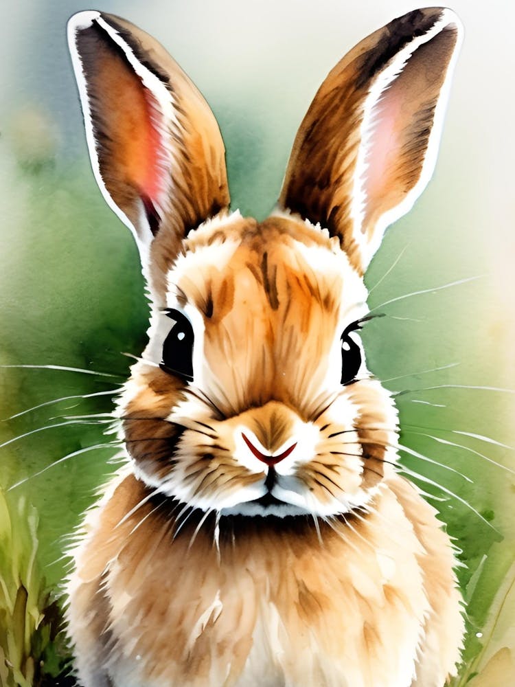 Rabbit In The Grass Watercolor