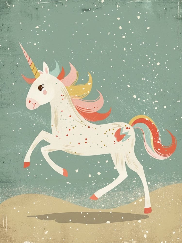 Pastel Unicorn Blue Background 4