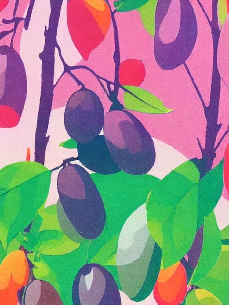 Olive Risograph Retro Poster Fruit