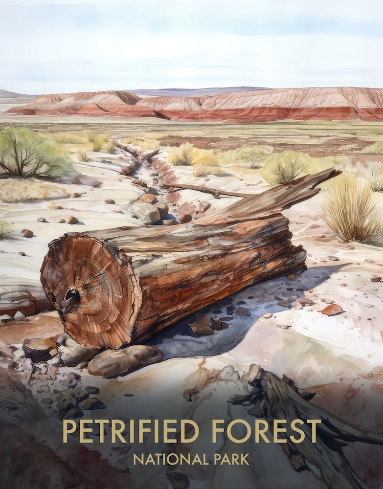 Petrified Forest National Park Watercolour Vintage Travel Poster 4