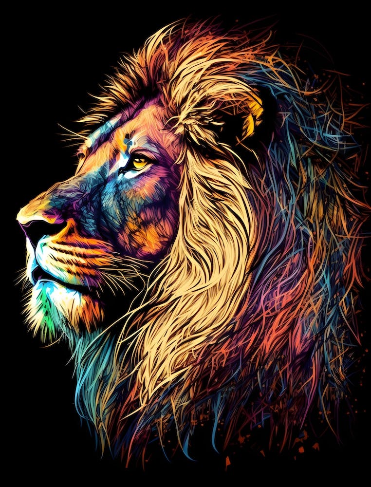 Colorful Lion, Illustration