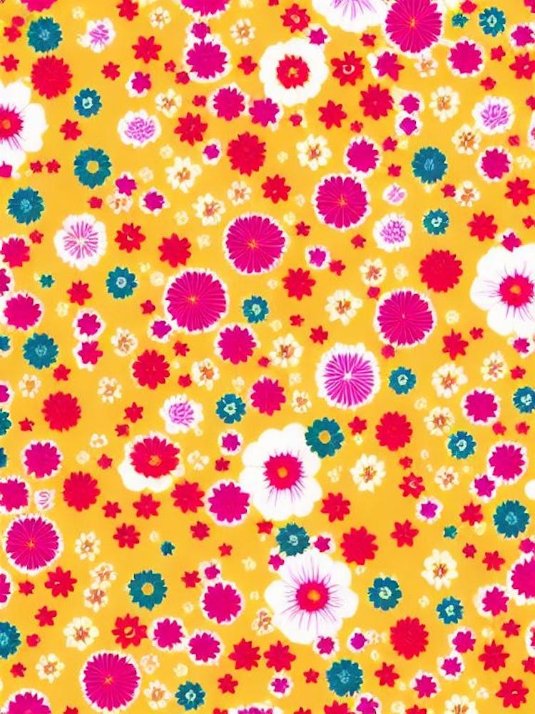 Cosmos Floral Print Warm Tones 1 Flower