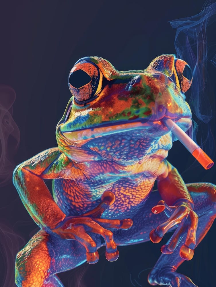 Frog Smoking A Cigarette