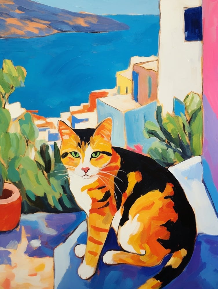 Painting Of A Cat In Crete Greece 2