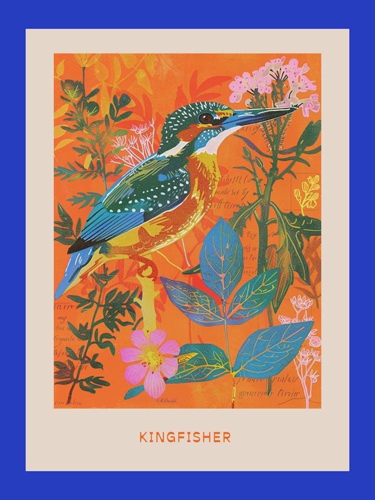 Affiche d'Oiseaux Printaniers Martin-Pêcheur 1
