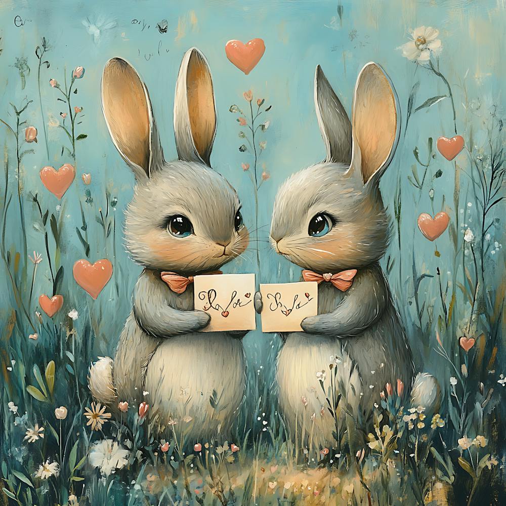 Adorable Bunnies Sweet Love Letters