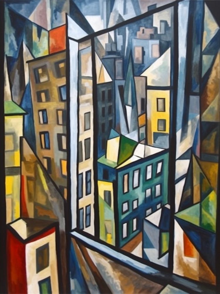 Window View New York Of In The Style Of Cubism 2