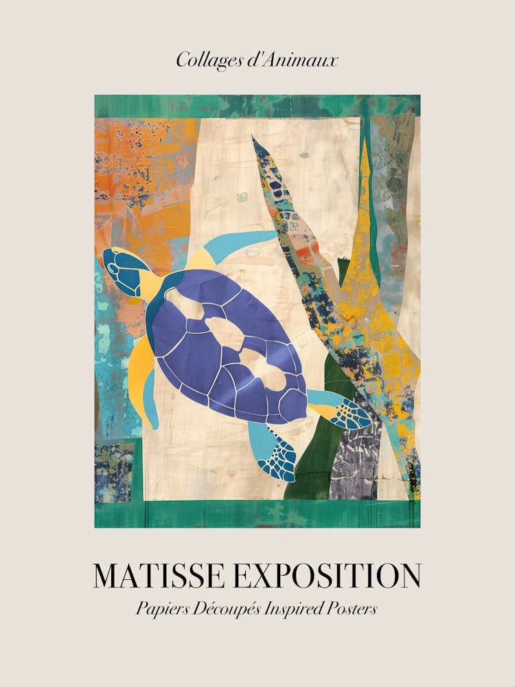 Sea Turtle 4 Matisse Inspired Exposition Animals Poster
