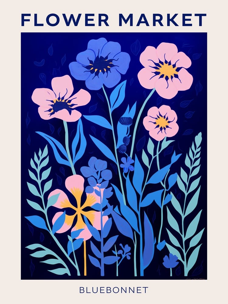 Blue Flower Market Poster Bluebonnet 3