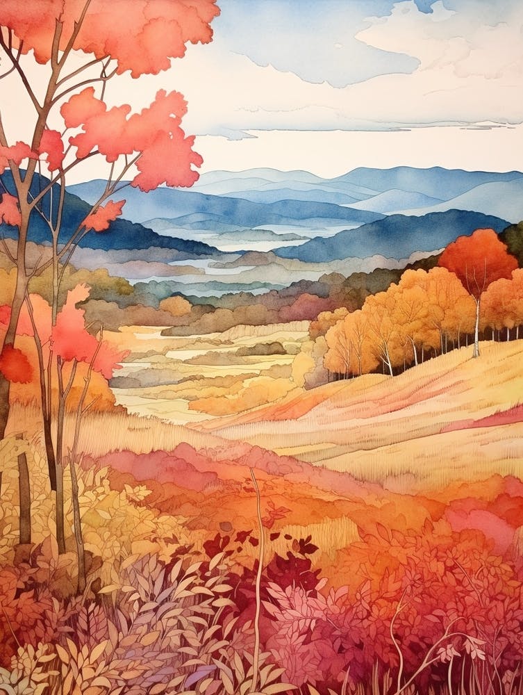Autumn National Park Painting Shenandoah National Park Virginia Usa 3