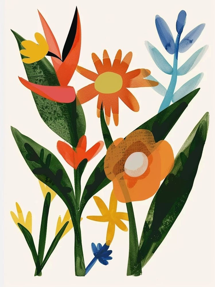 Painted Florals Heliconia 1