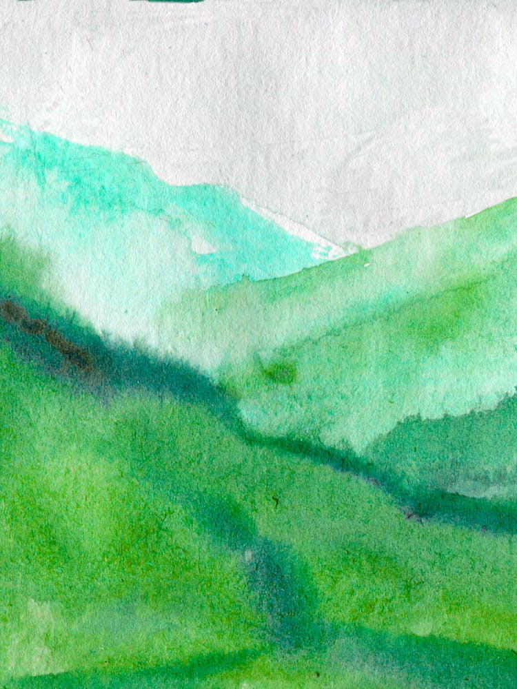 Green Hills Watercolor Painting 1