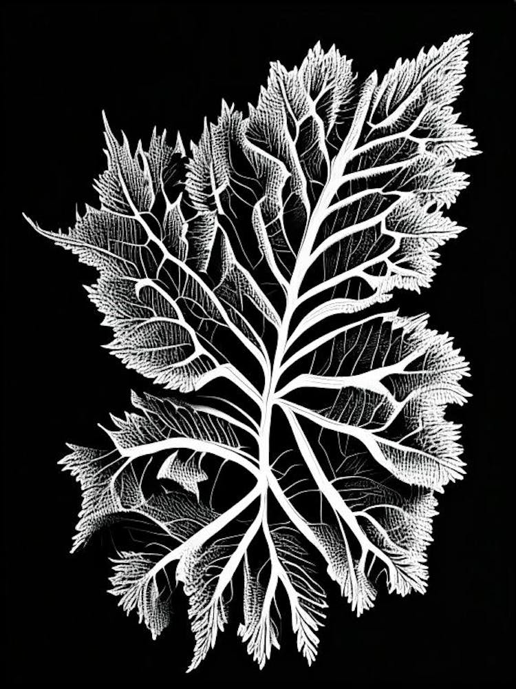 Wild Mustard Leaf Linocut 2