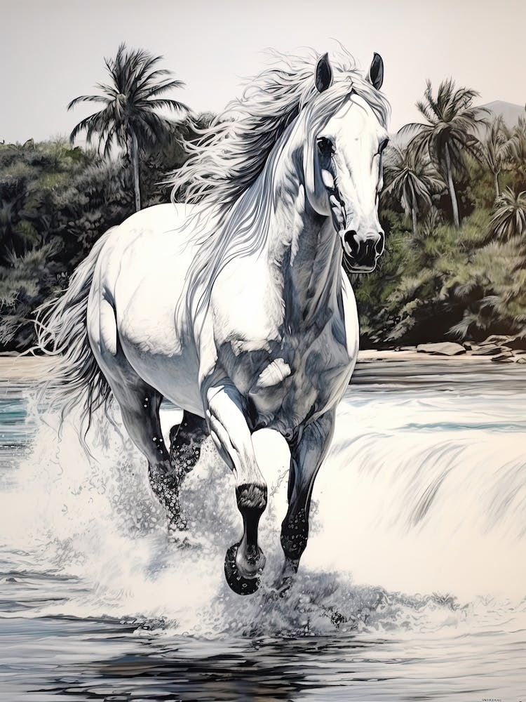 A Horse Oil Painting In Kaanapali Beach Hawaii, Usa, Portrait 4