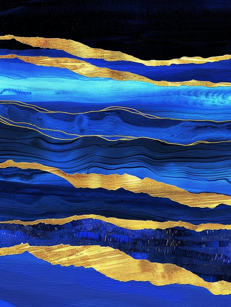 Blue And Gold Abstract Painting 17