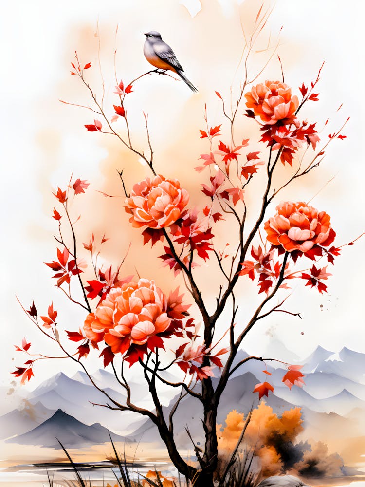 Ethereal Roost Avian Harmony In Blooming Bower