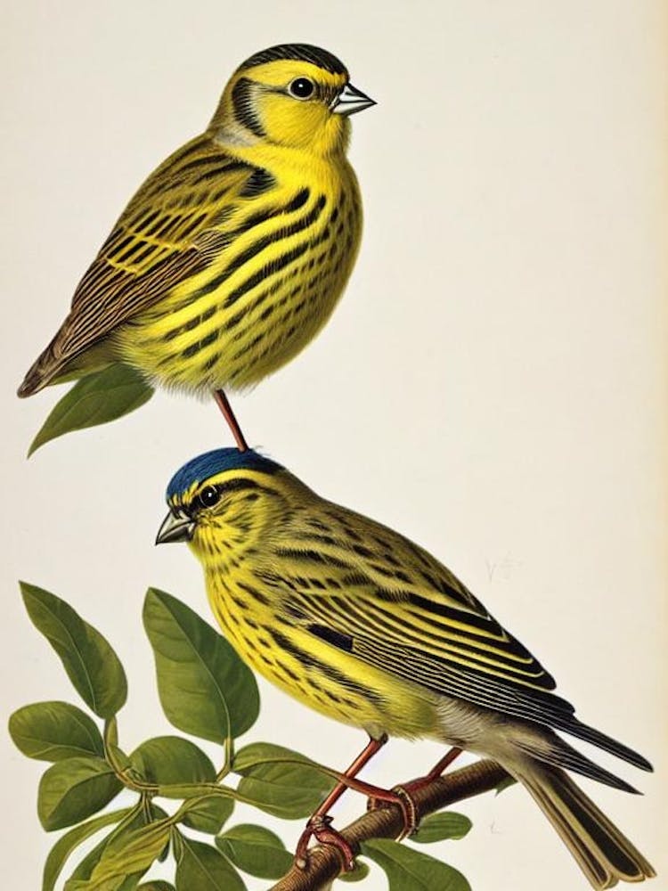 Yellowhammer 2 James Audubon Vintage Style Bird