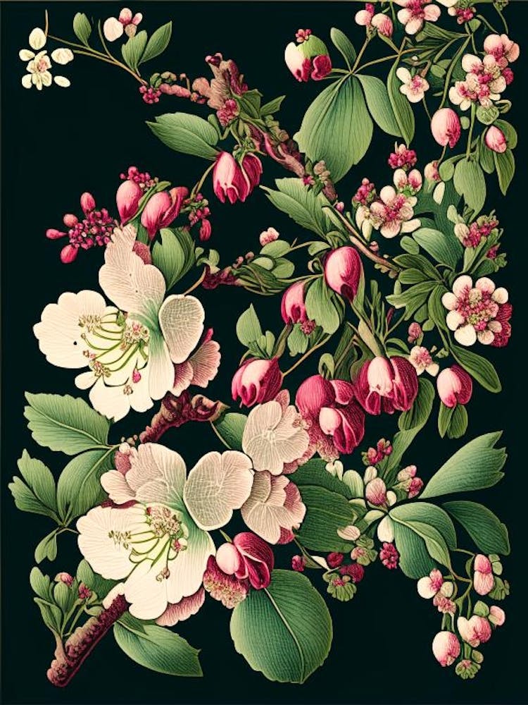 Kirschblüte 3 – Florales Botanisches Vintage-Blumenposter