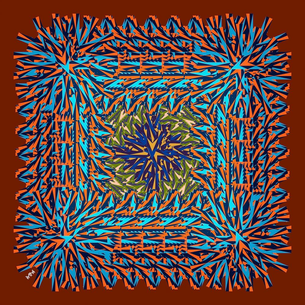 Graphic Whirl Red Rust Square