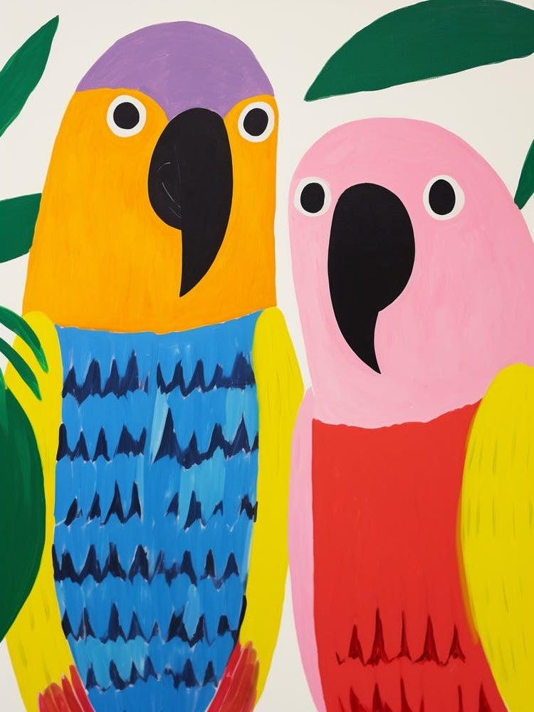 Colourful Kids Animal Art Parrot