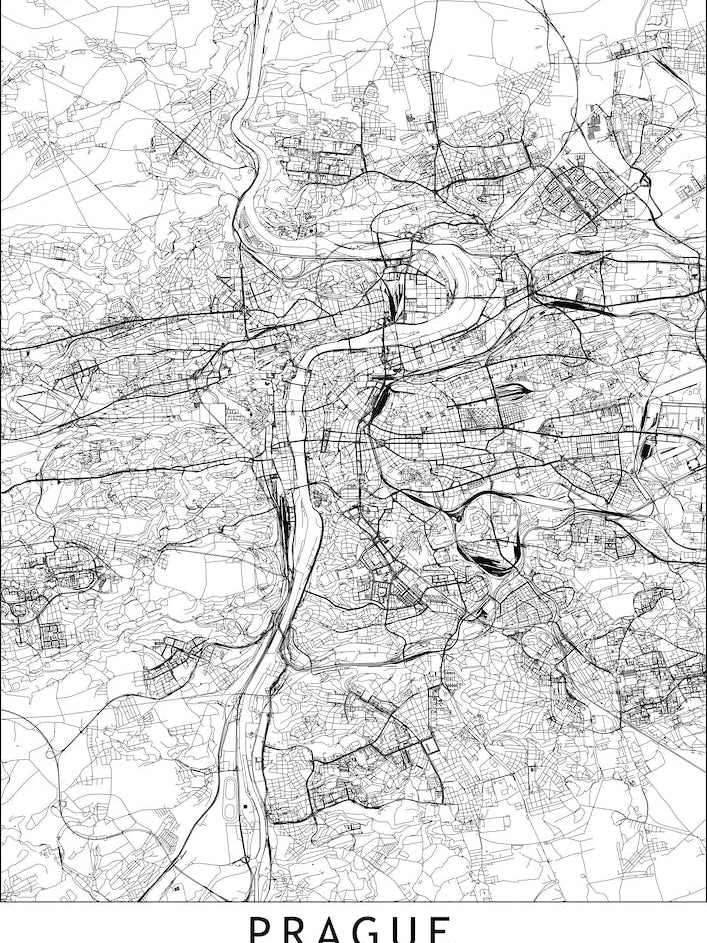 Prague White Map