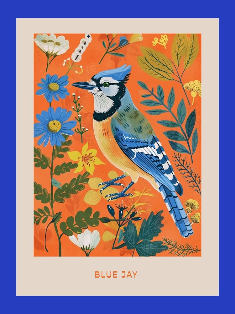 Spring Birds Poster Blue Jay 1