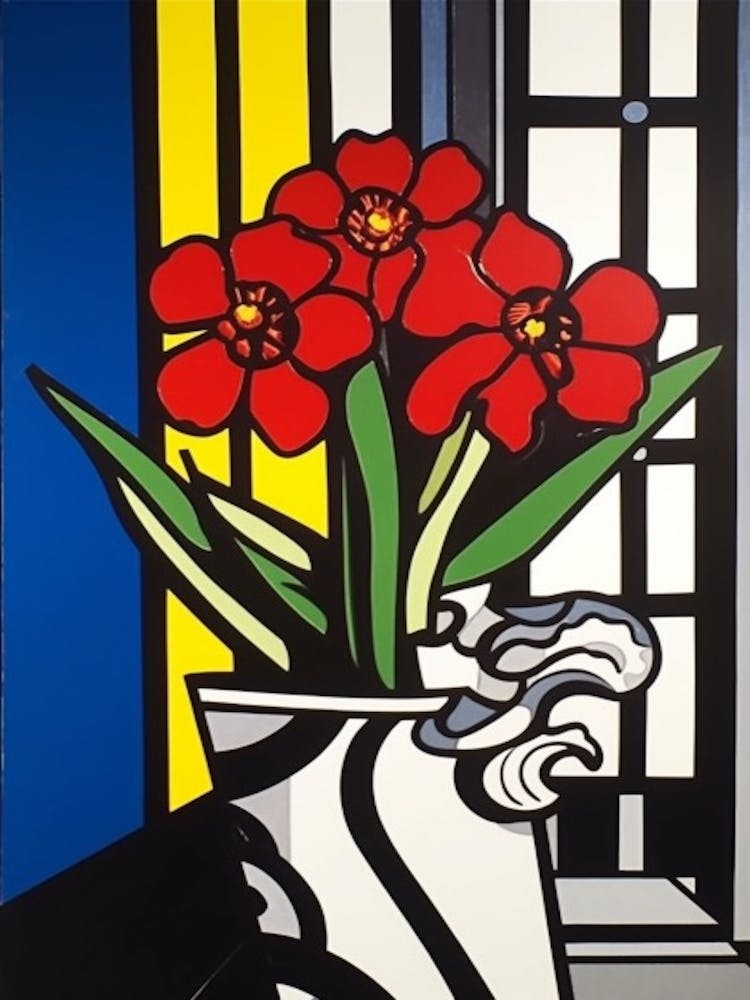 Carnation Flower Still Life  2 Pop Art Style