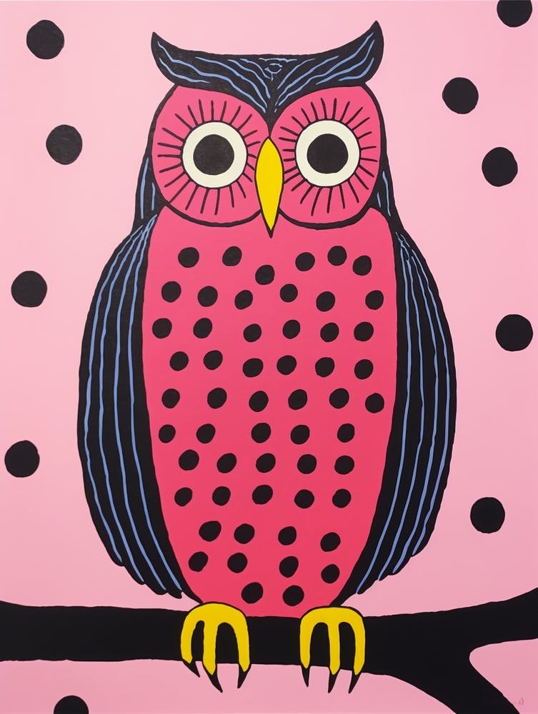 Pink Polka Dot Owl 6