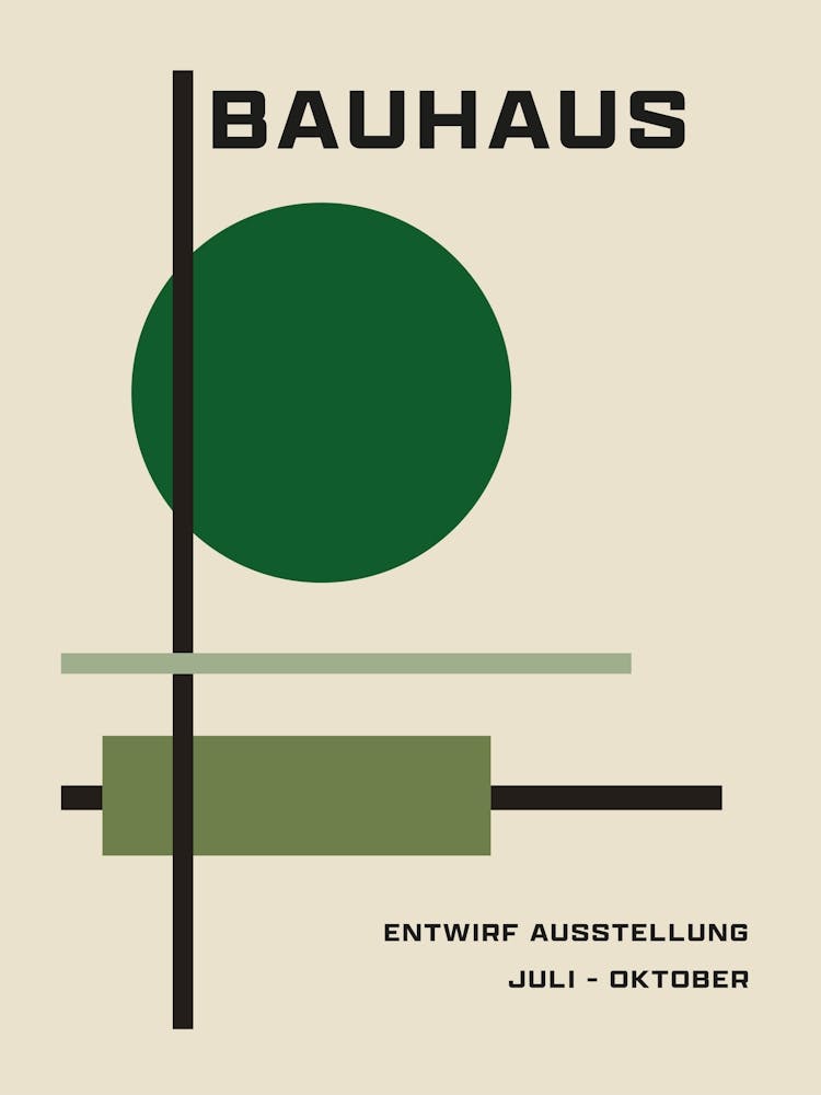 Bauhaus Minimalist Abstract Print 5 Green