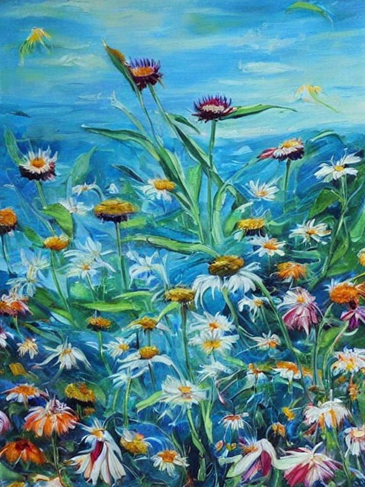 Echinacea Floral Print Bright Painting Flower