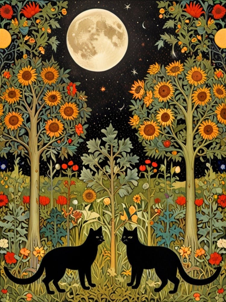 William Morris Cat In The Moonlight 38
