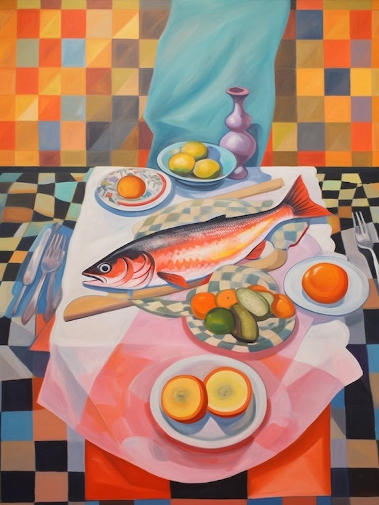 Salmon 2 Still Life Painting