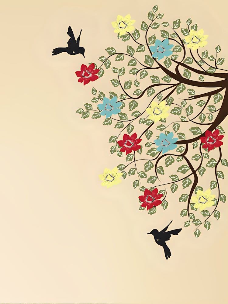 Hummingbirds On A Tree