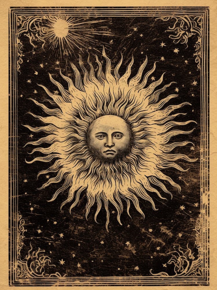 Sun With Face Sepia