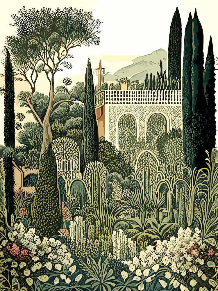 Generalife Gardens, Spain Vintage Botanical