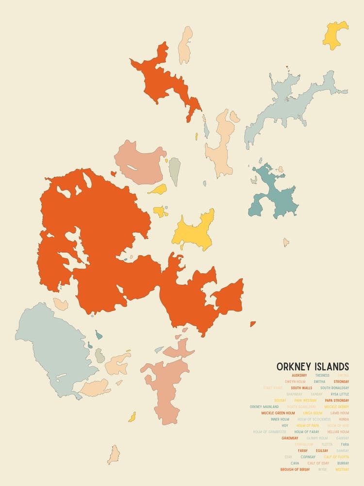 Orkney Islands Scotland Coastal Map