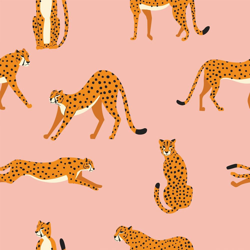 Tropical Cheetah Pattern On Pink Square