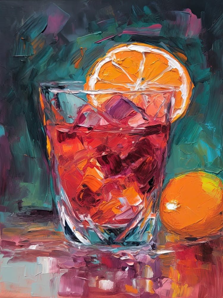 Negroni Cocktail Oil Painting 3