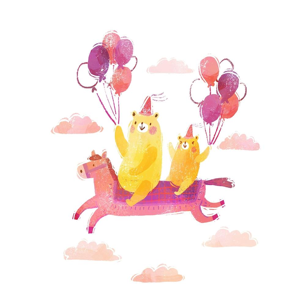 Bears With Flying Horse Square