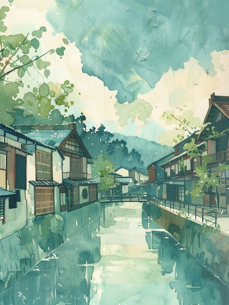 Takayama Japan 2 Retro Illustration