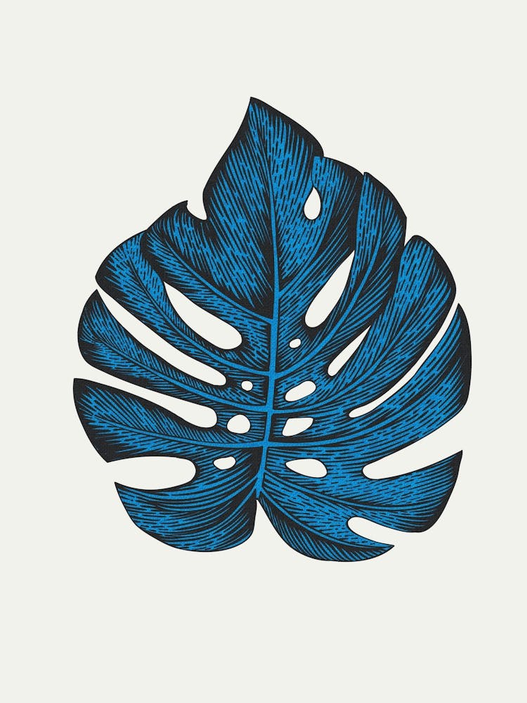 Blue Botanical Leaf Print 3