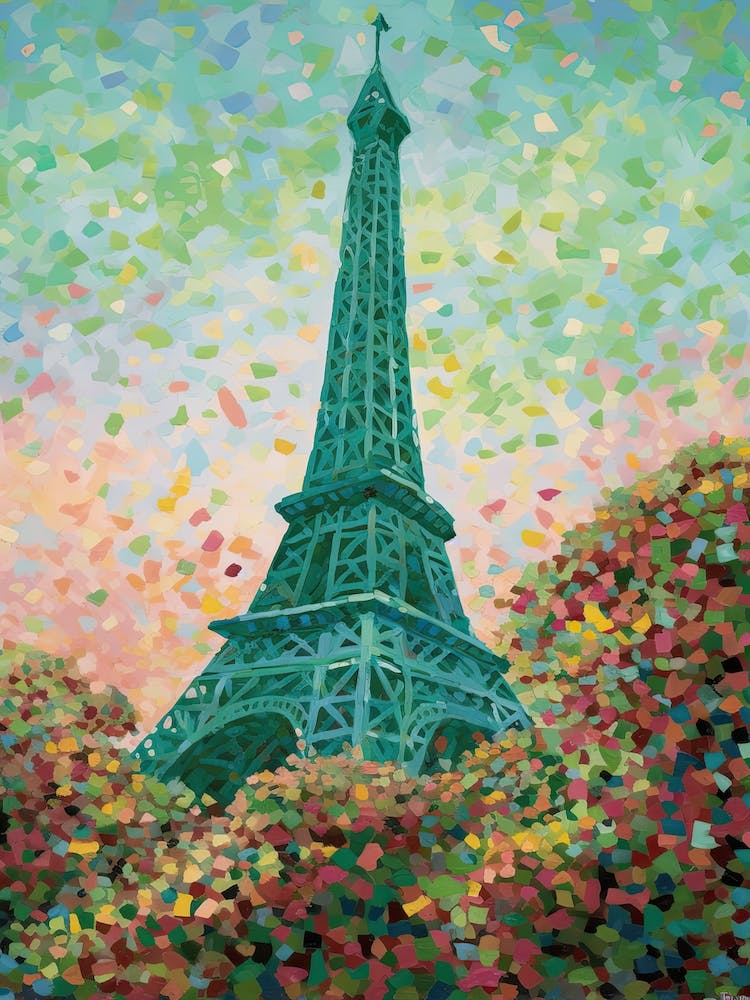 Eiffel Tower Paris France David Hockney Style 17