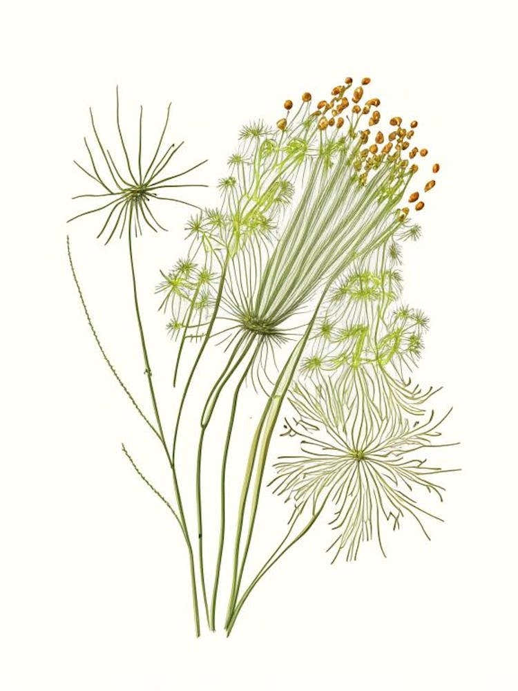 Fennel Seed Spices And Herbs Pencil Illustration 2