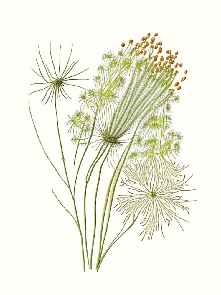 Fennel Seed Spices And Herbs Pencil Illustration 2