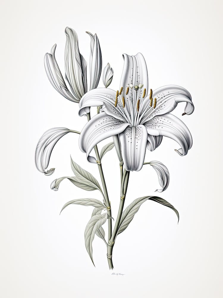 Lilies Flower Vintage Botanical 2