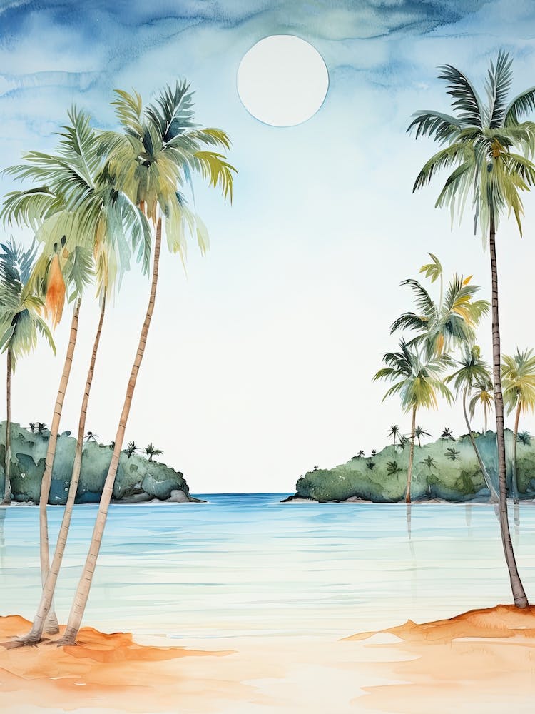 Watercolour Of White Beach   Boracay Philippines 0
