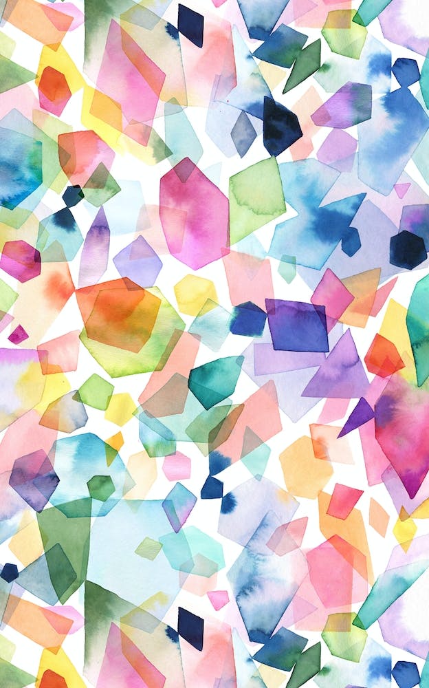 Colorful Watercolor Crystals And Gems